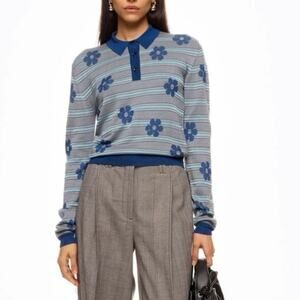 Marni blue Striped Flower Sweater size 42 (2)